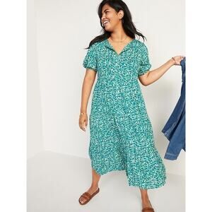 NWT Old Navy Plus Size Ditsy Floral Maxi Dress Wmns 4X Cottagecore Puff Sleeve